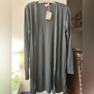 New Hem & Thread Sage Green Cotton Cardigan Large